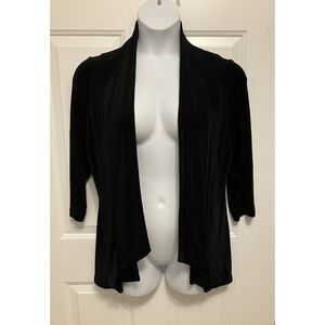 Women's Chicos Travelers Cardigan Duster Black Open Jacket Size 2 (Large)